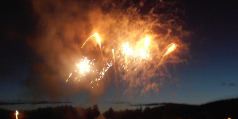 Fireworks over a lake