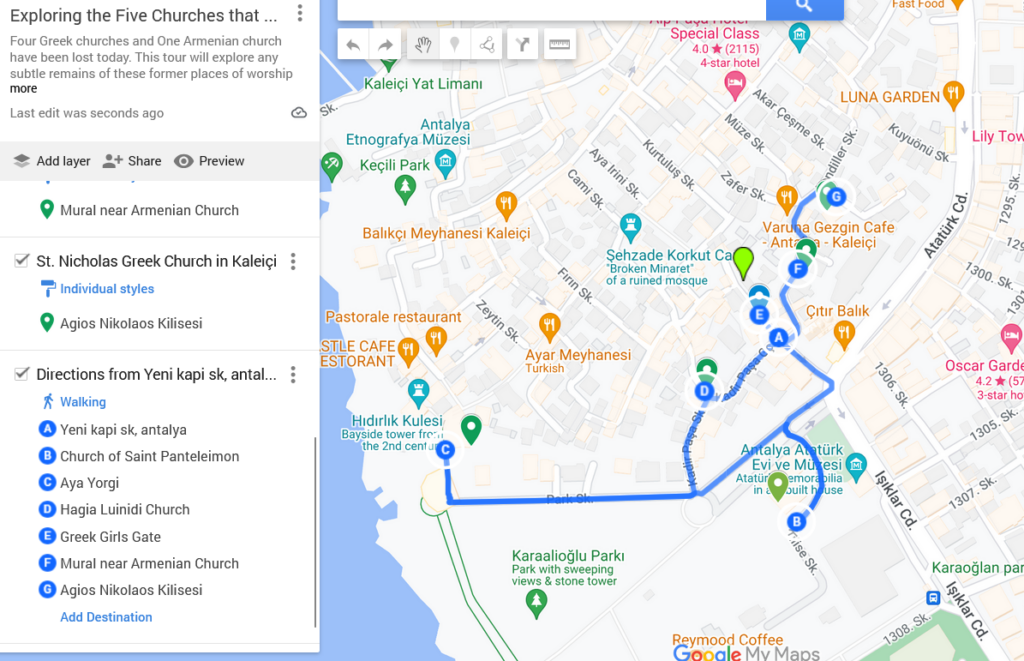 walking tour of the five vanished churches of Kaleici, Antalya