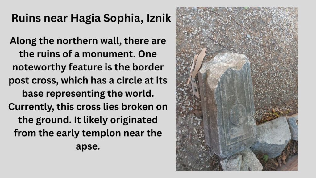 A cross-carved border post from Hagia Sophia, Nicaea.