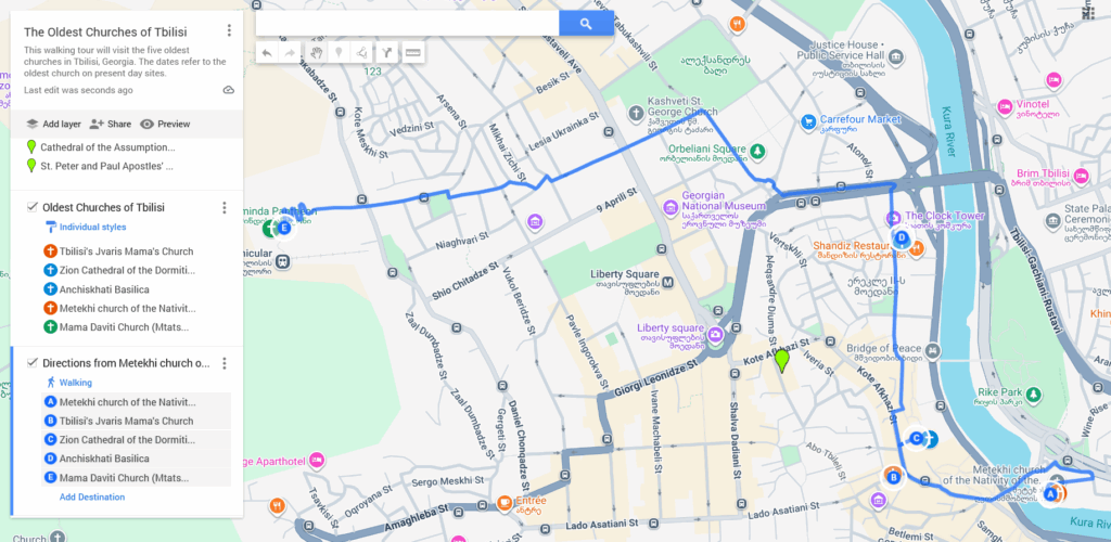 Walking tour of the oldest churches in Tbilisi